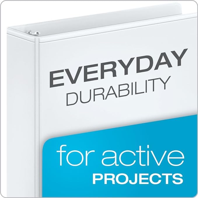 Cardinal 3 Ring Binder, 3 Inch Performer ClearVue Binder, Round Rings, 625-Sheet Capacity, Customizable ClearVue Covers, PVC-Free, White (67524)
