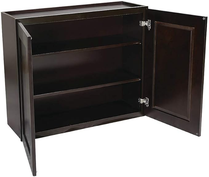 Design House Brookings Shaker Fully Assembled Wall Kitchen Cabinet W3336, 33 W x 12 D x 36 H, Brown, Solid Wood, Design House, 569038