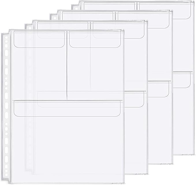 Zelten 4 Pack A4 3 Pockets Binder Folders Waterproof 4/26/30 Holes Divider for Personal Organiser (3 Pocket, A4)