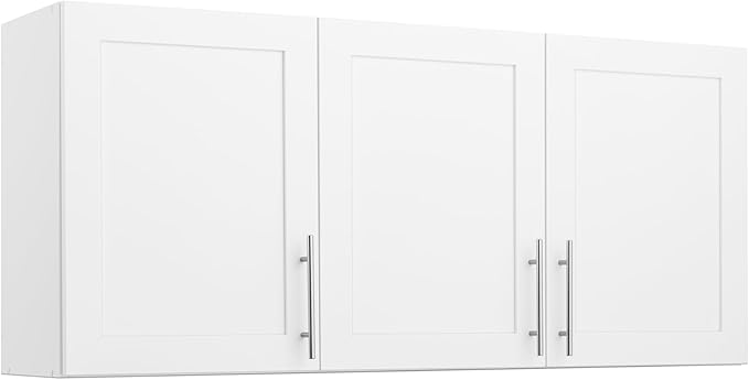 Prepac Elite 54" W Wall Cabinet with Panel Doors, White Storage Cabinet, Bathroom Cabinet, Pantry with 1 Adjustable Shelf 12.75" D x 54" W x 24" H, WSUR-1004-1