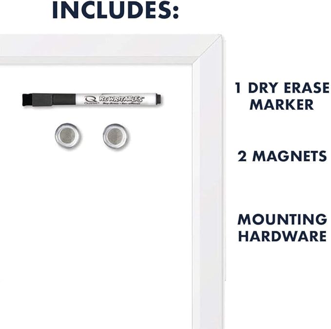 Quartet Magnetic Dry Erase White Board, 17" x 23" Whiteboard, White Frame (MDW1723W-AZS)