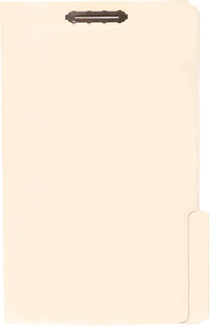 50 Legal Size 1/3 Cut Fastener File Folders - Reinforced Top Tab - Durable 2 Prongs Designed to Organize Standard Legal and Medical Files, Law Office Reports - Legal Size, Manila, 50 Pack