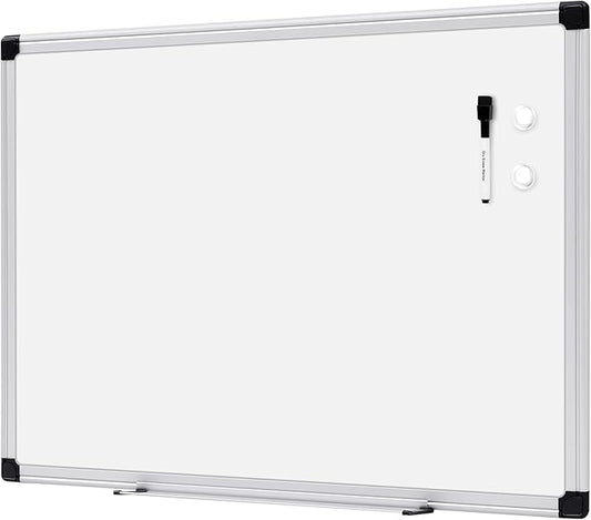 Amazon Basics Magnetic Dry Erase Whiteboard, 24" x 18", Aluminum Frame, Silver/White, Presentation Board for Writing Notes