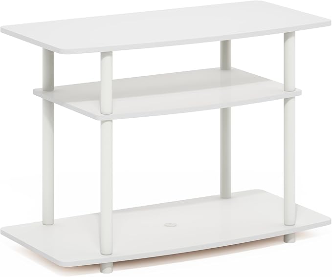 Furinno Turn-N-Tube TV Stand, 3-Tier No Tools Entertainment Center, TV Console for TV up to 32 Inch, for Living Room, Bedroom, White