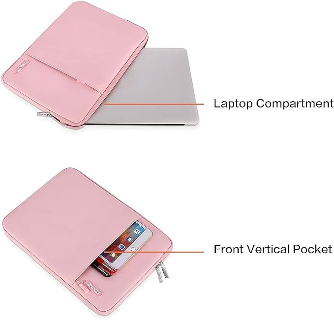 MOSISO Laptop Case 13.3 inch, 13-13.3 inch Laptop Sleeve Compatible with MacBook Air/Pro 13/Pro 14 M5 M4 M3 M2 M1, HP Dell ASUS Lenovo,Polyester Vertical Computer Sleeve Bag with Pocket, Pink