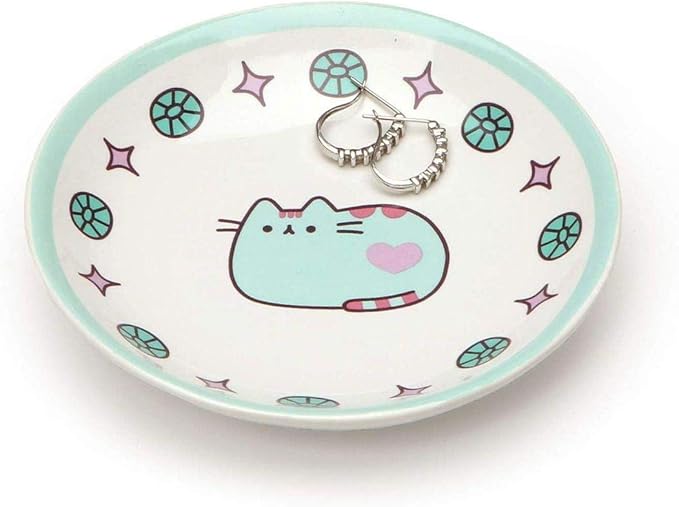 Pusheen by Our Name is Mud “Pusheen Blue Trinket Tray” Stoneware Dish, 4 Inches