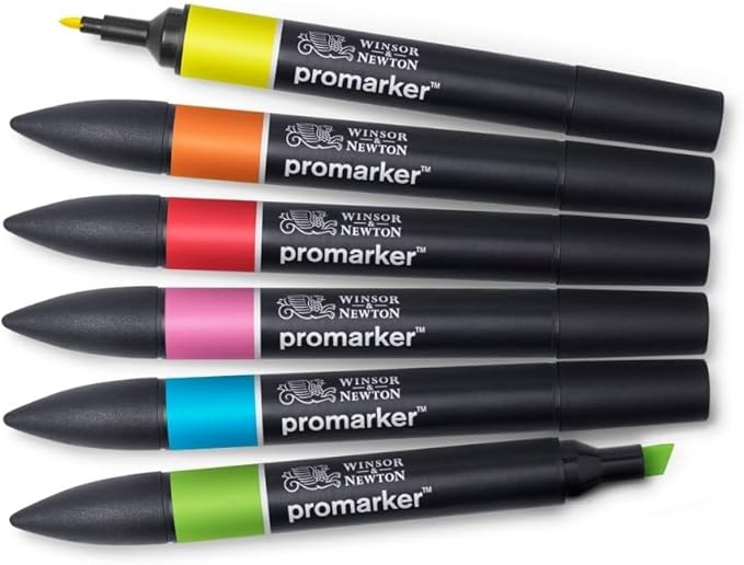 Winsor & Newton ProMarker Set, 6 Count, Vibrant Tones