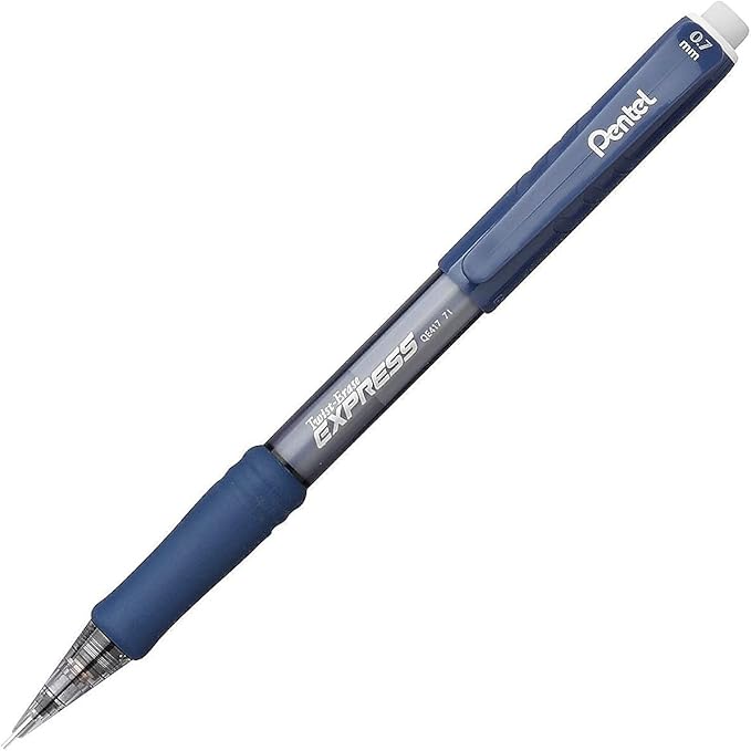 Pentel Twist Erase EXPRESS Automatic Pencil, 0.7mm Lead Size, Blue Barrel, Box of 12 (QE417C)