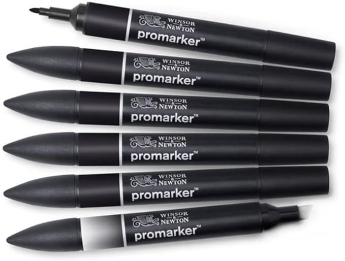 Winsor & Newton ProMarker Set, 6 Count, Blacks + Blender