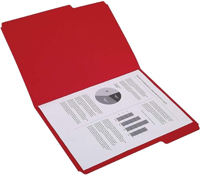 Staples Reinforced Colored File Folders, Letter Size, 3‑Tab Design, Red, Heavy‑Duty Construction, 100/Box