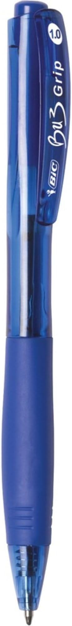 BIC BU3 Retractable Ballpoint Pen, Medium Point (1.0mm), Blue, Side Click Retraction For Added Convenience, 12-Count