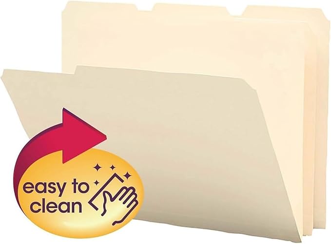 Smead Poly File Folder, 1/3-Cut Tab, Letter Size, Manila, 24 per Pack (10510)