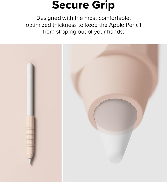 Ringke Silicone Drafting Grip Holder Compatible with Apple Pencil 2nd Generation, Apple Pencil USB-C and Apple Pencil Pro Case, Perfect Grip Silicone Protective Cover Sleeve Accessories - Pink Sand