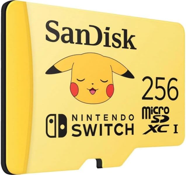 SanDisk 256GB microSDXC Card Licensed for Nintendo Switch, Pokémon Edition, Pikachu, Made for Nintendo-Switch, OLED, and Lite - SDSQXAO-256G-GN6Z