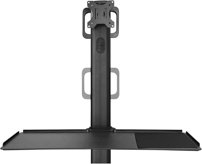 StarTech.com Mobile Workstation Cart with Monitor Mount, CPU/PC Holder, Keyboard Tray - Ergonomic Height Adjustable Desktop Cart - Rolling Mobile Standing Workstation on Wheels (WKSTNCART)