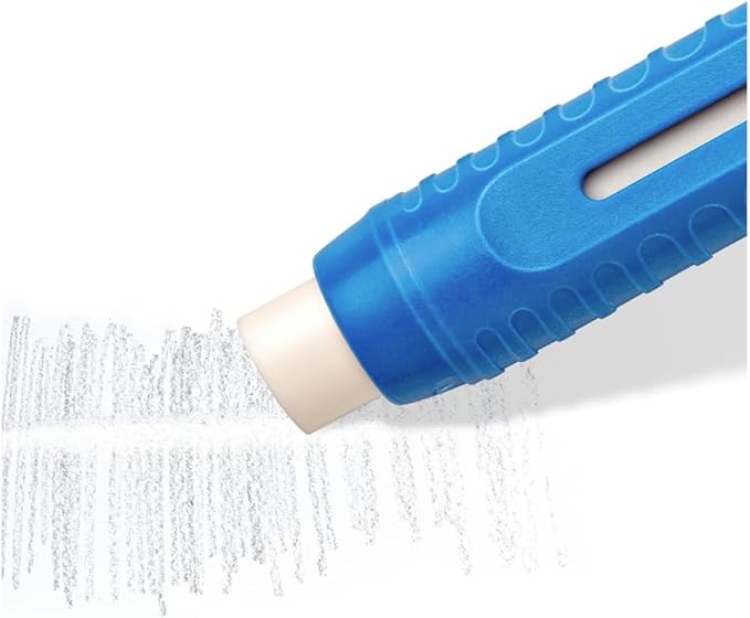 STAEDTLER 12-Pack Mars Plastic Eraser Pen with Refillable Holder, German-Made Eraser for Pencils, Smudge-Free & Tear-Free Precision, Retractable Design with Clip, Blue, 12 Count