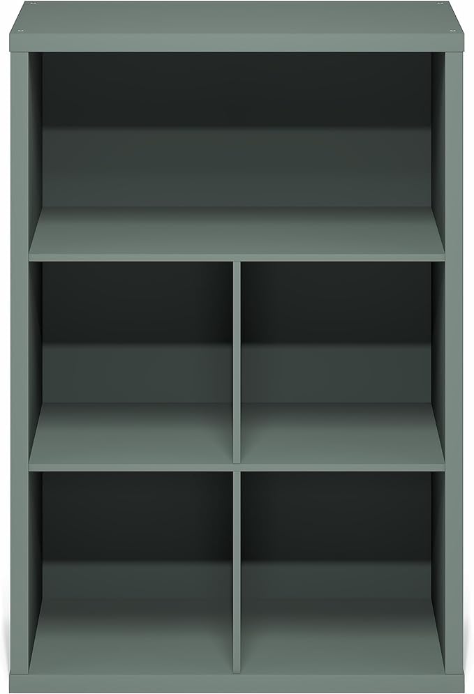 Furinno Cubicle Book Shelf, 5-Cube Bookshelf, Extra Thick Frame Cube Storage Organizer Bookcase with Closed Back, 15.3 x 29.9 x 43.3, for Living Room, Bedroom, Home Office, Sage Green
