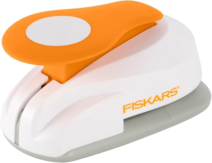 Fiskars X-Large Lever Punch Circle, Creates Clean 2" Punched-Out Designs for Scrapbooking & Card Making, Perfect for Paper Craft Windows & Embellishments, Manual Lever Operation, 2", Gray
