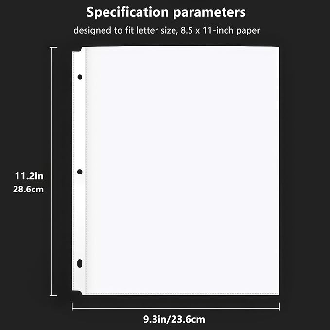 Sheet Protectors 8.5 x 11 inch Clear Page Protectors for 3 Ring Binder,50 Pack Plastic Sleeves for Binders，Top Loading Plastic Sleeve for Binders, Letter Size, documents and Photos, Office Supplies.