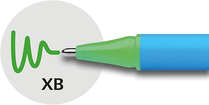 Schneider Slider Edge XB (Extra Broad) Ballpoint Pen, 1.4 mm, Light Blue Barrel, Green Ink, Box of 10 Pens (152204)