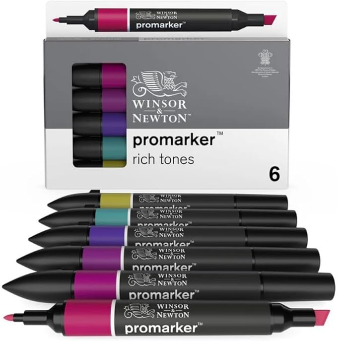 Winsor & Newton ProMarker Set, 6 Count, Rich Tones