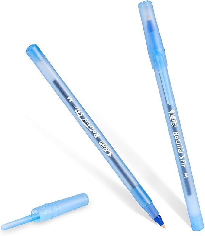 BIC Round Stic Xtra Life Pens, Medium Point 1.0 mm, 30 Black & 30 Blue Ink Pens, Pack of 60