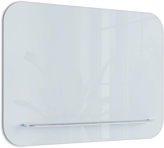 U Brands Magnetic Glass Dry-Erase Board with Floating Tray (24" W x 18" H)