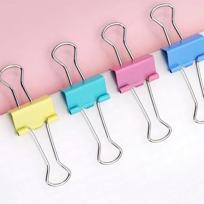 60pcs Colored Binder Clips Paper Clamps Assorted Size Small, Medium, Large Binder Paper Clips