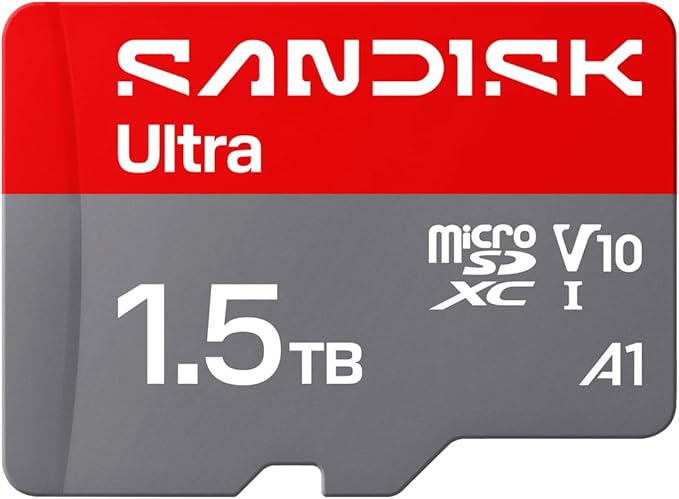 SANDISK 1.5TB Ultra microSD UHS-I Card - Up to 195MB/s Read Speed, Full HD Video, V10, U1, C10, A1 - SDSQUJQ-1T50-GZ6MA