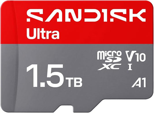 SANDISK 1.5TB Ultra microSD UHS-I Card - Up to 195MB/s Read Speed, Full HD Video, V10, U1, C10, A1 - SDSQUJQ-1T50-GZ6MA