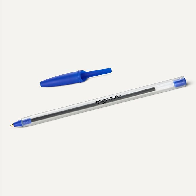 Amazon Basics Ballpoint Pens, Medium Point 1.0mm, Blue Ink, 36-Pack