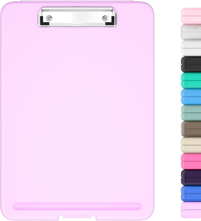 Hongri Clipboard with Storage, 8.5 x 11 Nursing Clip Board Foldable Storage for Nurses, Lawyers, Students, Classroom, Office, School, Size 13.4 x 9.4 X 0.9 in, Pale Pink