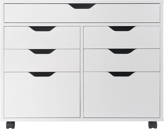 Winsome Halifax Storage Mobile Cabinets, 2 Doors, 4 Drawers, 1 Wide Drawer, for Home Office, White