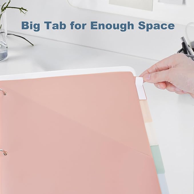 6 Tabs Binder Dividers with Pockets, Binder Dividers with Tabs for 3 Ring Binder Letter Size, Durable Plastic Binder Organizer, Vintage, 1 Set