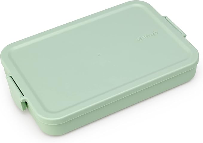 Brabantia Make & Take Flat Lunch Box (Jade Green) Convenient Size for Bags, BPA-Free, Airtight Snap Locks, Microwave & Freezer Safe, Travel Meal Prep Container