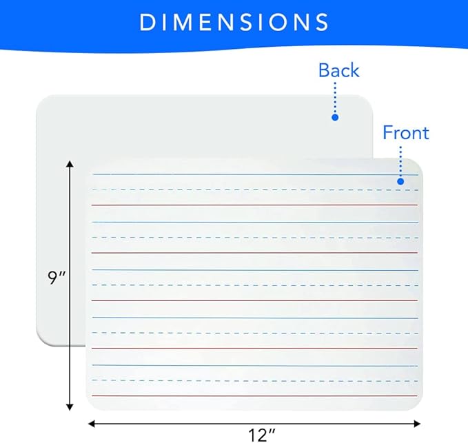 Small White Board- Small Dry Erase Board 4pk. with 4 Dry Erase Markers| Double Sided Lapboard Mini Dry Erase Board Perfect for Homeschool Supplies, Office, Classroom Ideal Dry Erase Board for Kids.