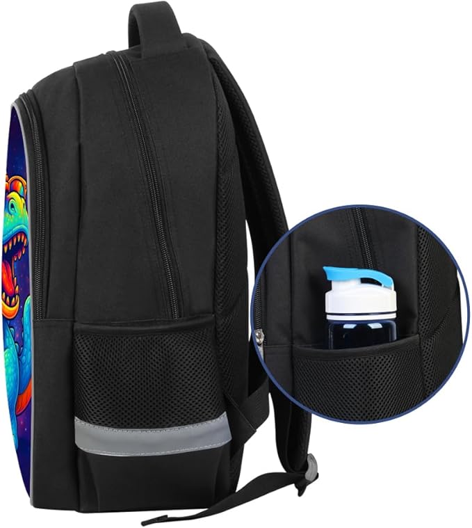 Kids Backpack Lightweight Durable Medium Teens Kids Backpack for School Boys and Girls Bookbag with Adjustable Shoulder Straps & Padded Back 17 Inch School bags with 3D Dinosaur Reflective Cartoon