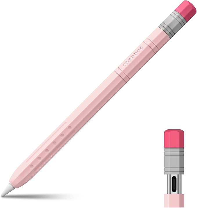 Fintie Silicone Sleeve for Apple Pencil (USB-C), Light Pen Skin Case Cover Soft Protective Anti-Slip Pencil Grip Holder, Supports Magnetic Attachment, Pink