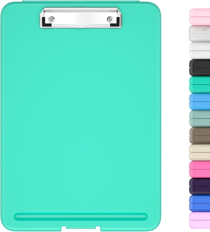 Hongri Clipboard with Storage, 8.5 x 11 Nursing Clip Board Foldable Storage for Nurses, Lawyers, Students, Classroom, Office, School, Size 13.4 x 9.4 X 0.9 in, Teal