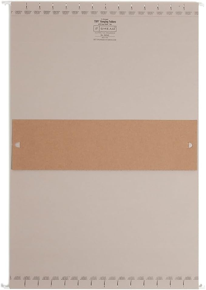 Smead TUFF Extra Capacity Box Bottom Hanging Folder, 1/3-Cut Easy Slide Tab, Steel Gray, 18 per Box