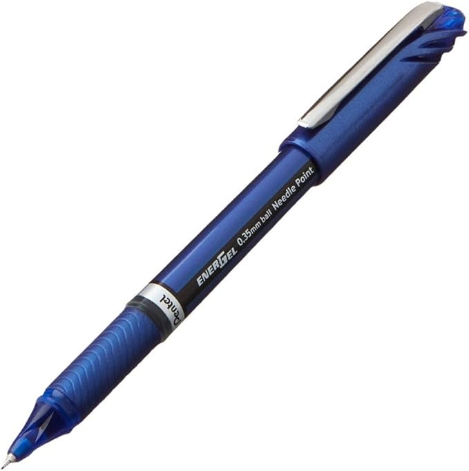 Pentel Energel Euro Ballpoint Pen, 0.35mm Needle Tip, Blue Ink (BLN23-C)