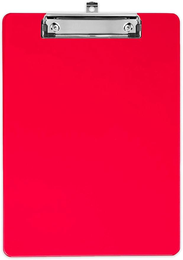 Red Plastic Clipboards (Set of 12) Multi Pack Clipboard - Strong 12.5 x 9 Inch | Holds 100 Sheets! Acrylic Clipboards with Low Profile Clip | Cute Aesthetic College School Supplies for Girls & Boys