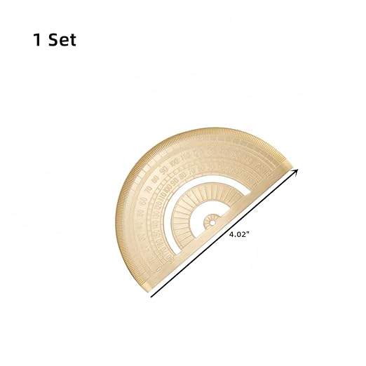 3PCS Brass Ruler Straight Ruler Triangle Ruler Protractor Learning Office Ruler Geometry Set Brass Vintage Stationery Gold