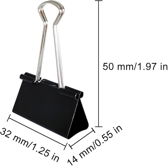 80Pcs Medium Binder Clips, 1.25 inch(32mm), Paper Clamps Medium Size for Office Supplies, Black