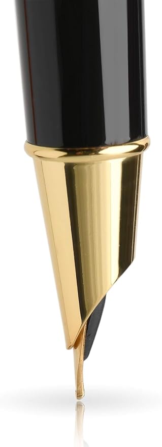 Dryden Designs Fountain Pen - Medium and Fine Nibs | Includes 24 Ink Cartridges and Ink Refill Converter | Calligraphy Pen, Consistent Writing, Smooth Look - Intense Black.