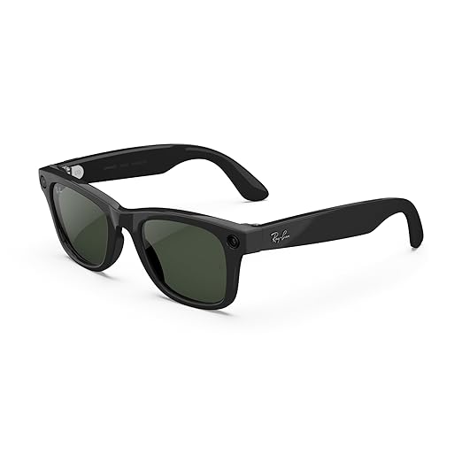 Ray-Ban Meta (Gen 2), Wayfarer, Shiny Black | Smart AI Glasses for Men, Women — 2X Battery Life — 3K Ultra HD Resolution and 12 MP Wide Camera, Audio, Video — Transitions® Graphite Green Lenses