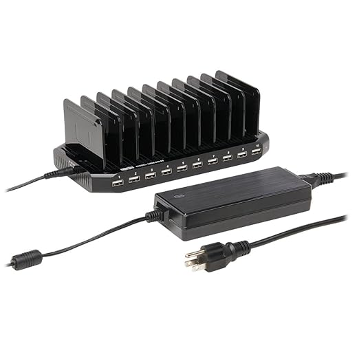 Eaton Tripp Lite Series USB Charging Station for Multiple Devices, 10-Port Portable Multi USB Device Dock with Storage Slots for Phone Apple iPhone Tablet iPad & Laptops, 2.4A Per Port (U280-010-ST)