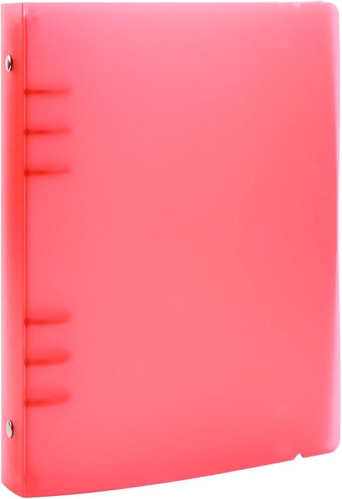 BAOFALI 3Pcs /Set A5 6 Ring Binder Cover Clean Transparent Soft PVC for Refillable Notebook Shell withMatte surfaceforStamp & Die Storage (Red)
