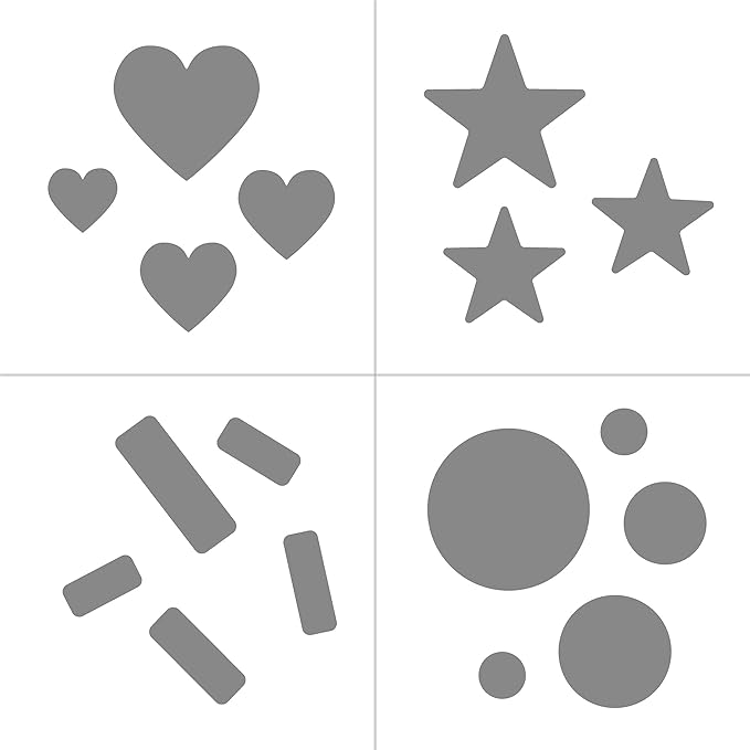 Fiskars Hole Punch Confetti Maker Set (4-Pack) - Stars, Hearts, Circles and Rectangle Shapes - Arts and Crafts Tools