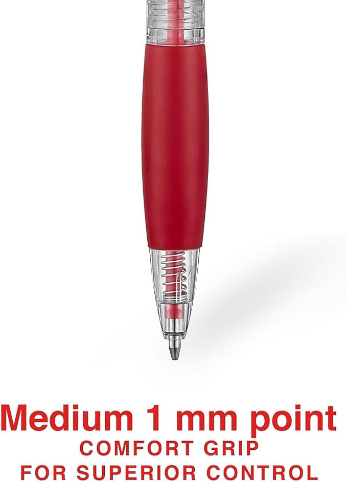 STAPLES Retractable Ballpoint Pens, Medium Point 1.0mm, Red Ink, 12 Pack – Smooth‑Writing Pens for Editing, Mark‑Up & Office Use